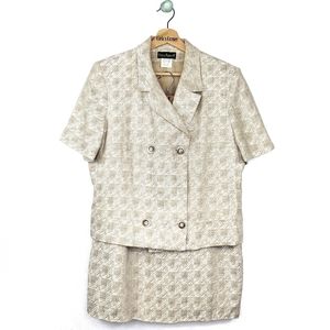 Harve Benard VTG Linen Skirt Suit Set Size 14